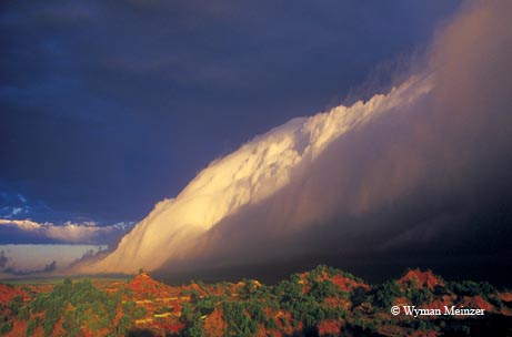 A winter squall line sweeps the badlands of northern Texas.