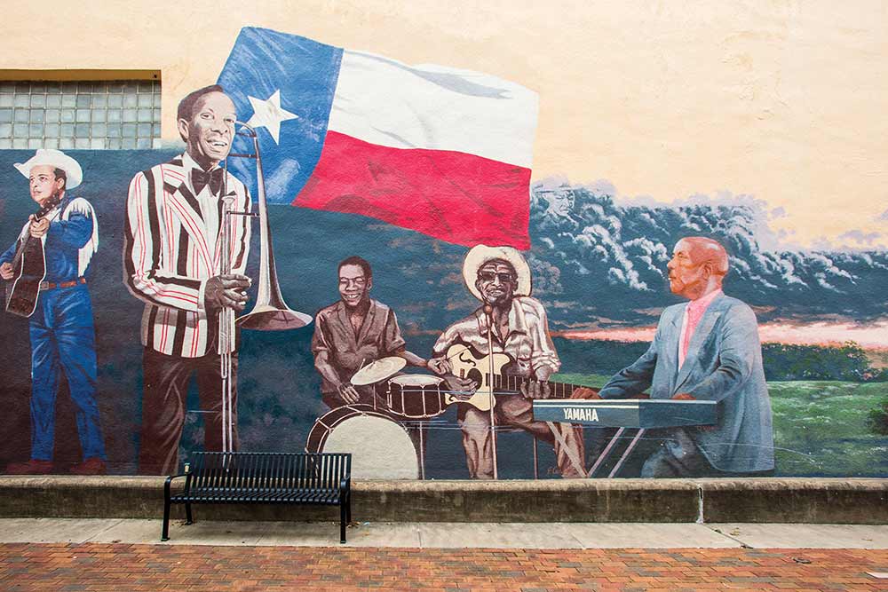 Blues Alley mural, Navasota's Classic Rock Café