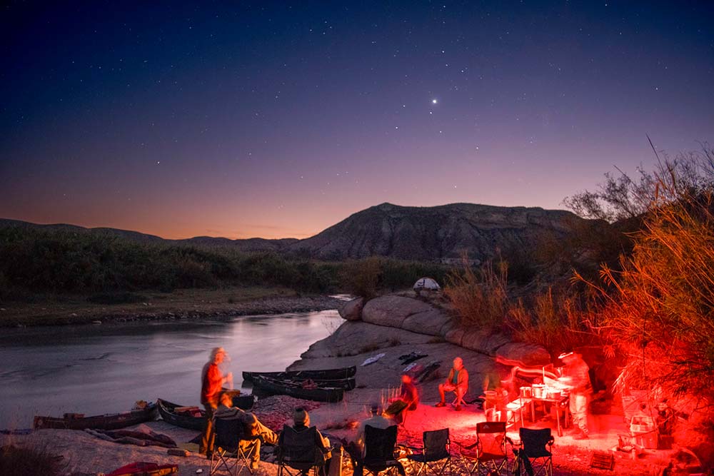 group at campsite under the star