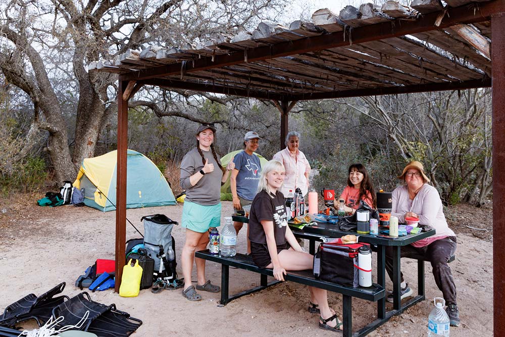 the group at the campsite