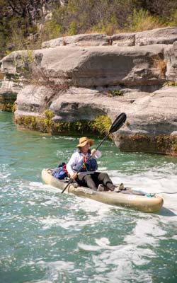 Paddler at Dolan Falls on Devils River