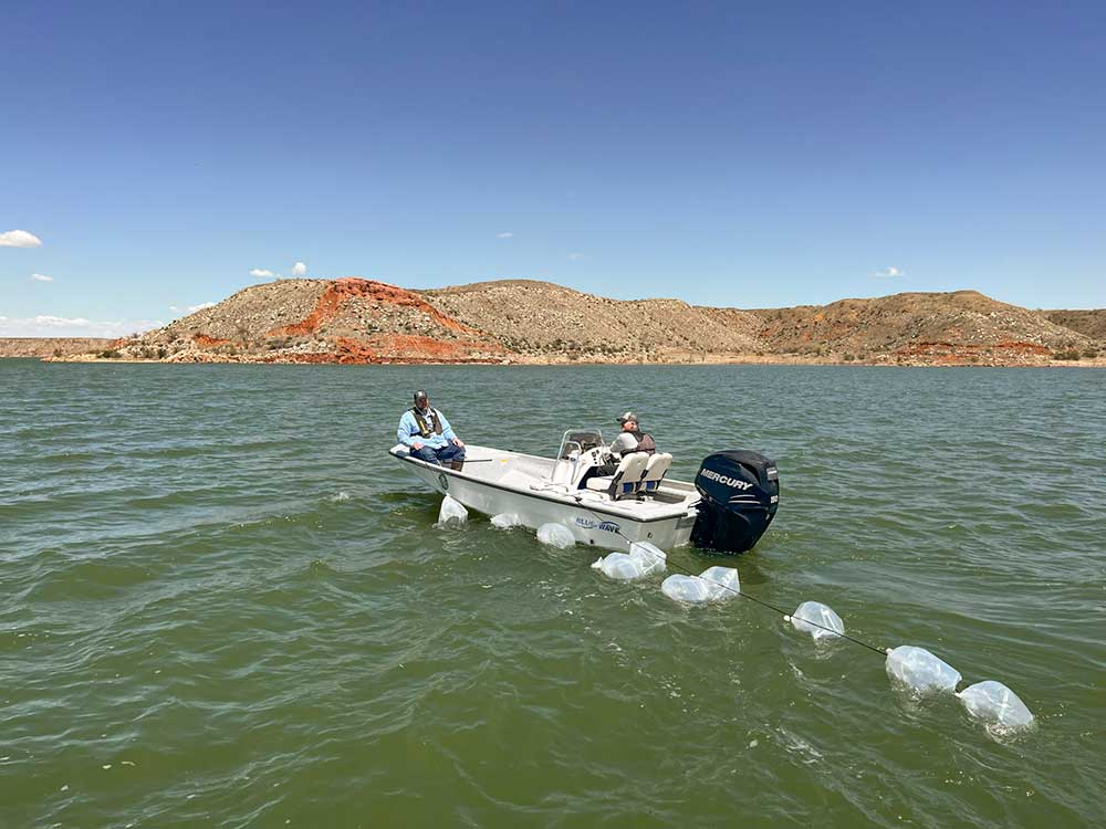 fry bags being pulled thru water