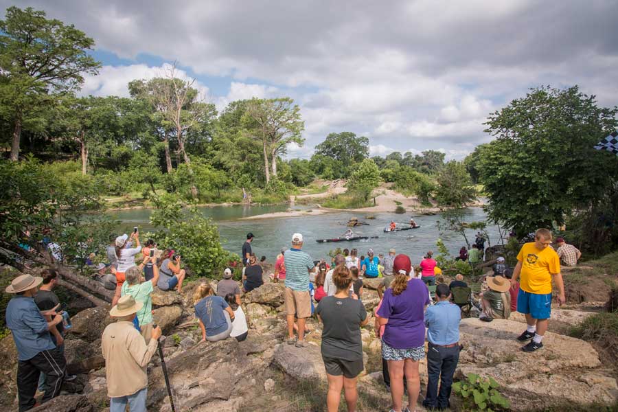 Crowds gather to watch the launch of the Texas Water Safari