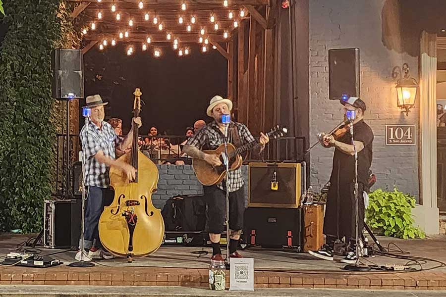 Musicians play under lights in Rockwall, Texas
