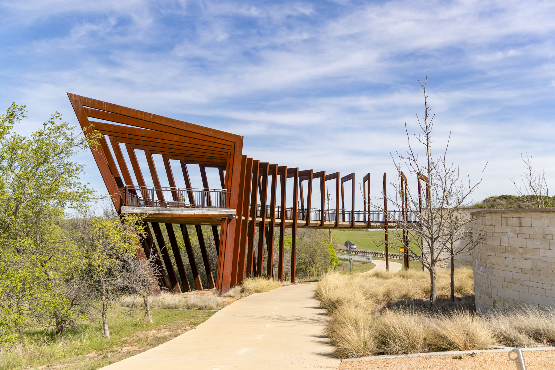 Metal observation tower over Balcones trail