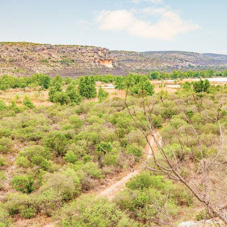 A scenic overlook looking out over the Dan A. Hughs unit of Devils River State Natural Area