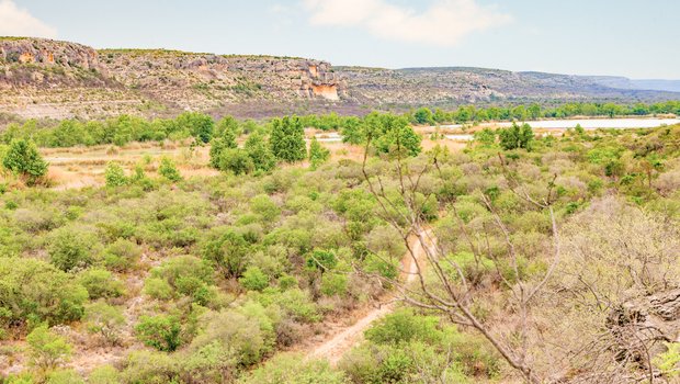 A scenic overlook looking out over the Dan A. Hughs unit of Devils River State Natural Area