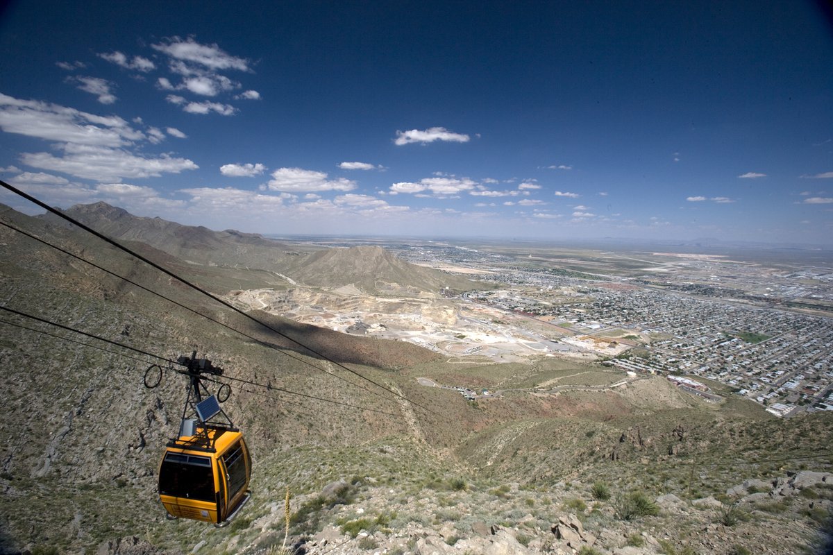 The Wyler Tram going up into the Franklin Mountains.