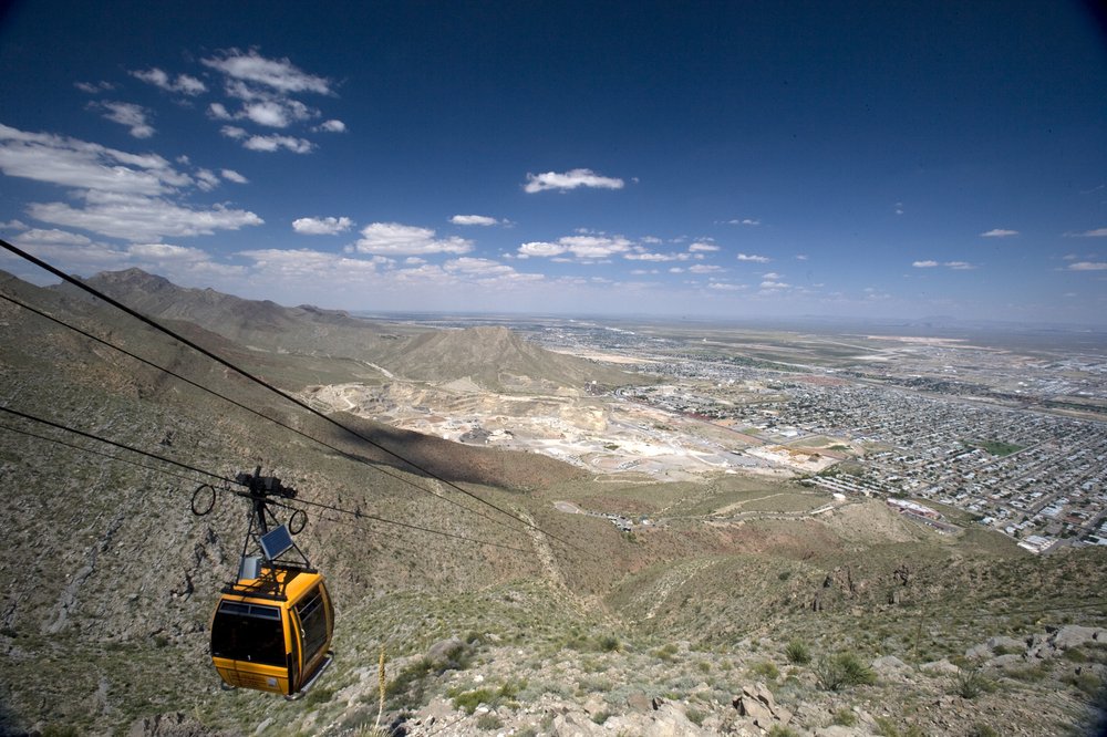 The Wyler Tram going up into the Franklin Mountains.