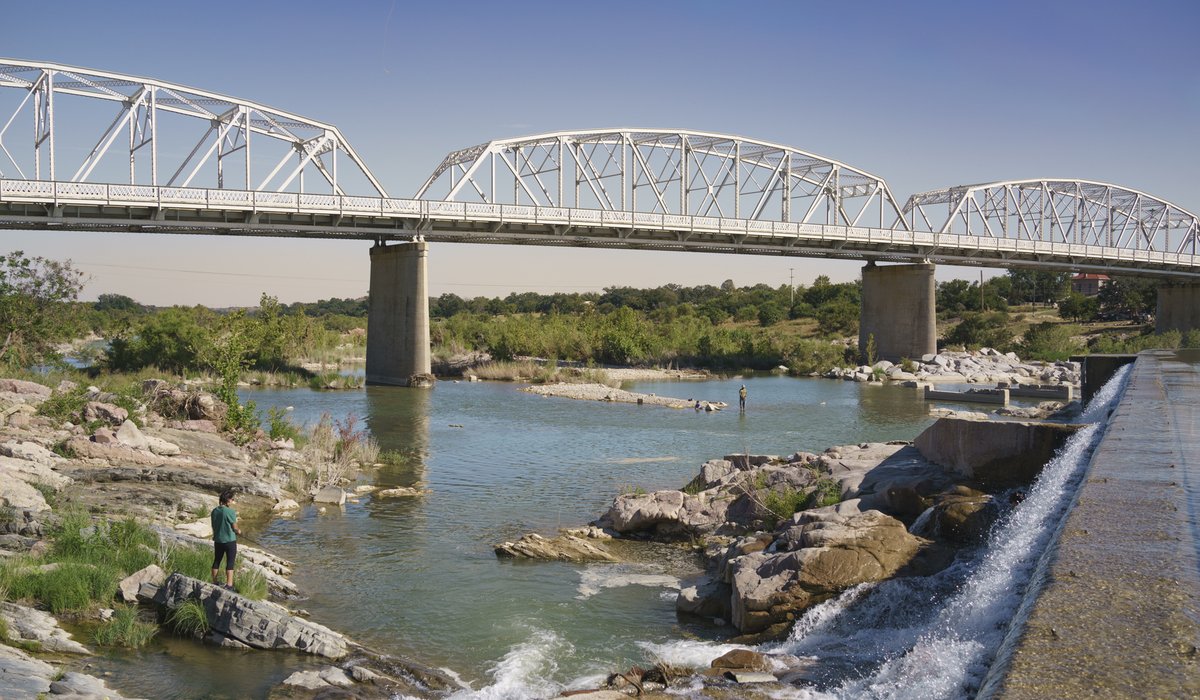 A bridge going over the Llano river.