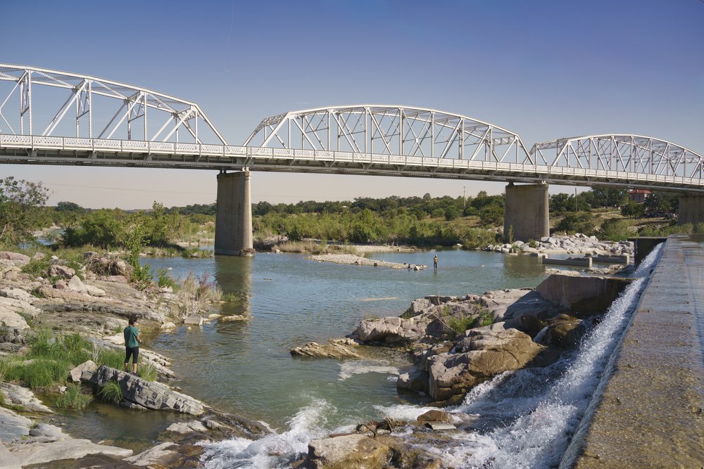 A bridge going over the Llano river.
