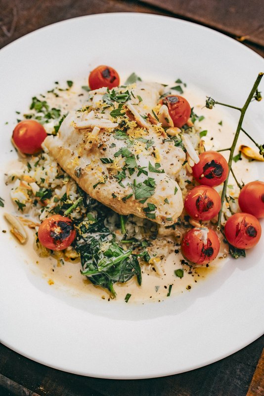 Plate of Earl Grey Milk-Poached Catfish