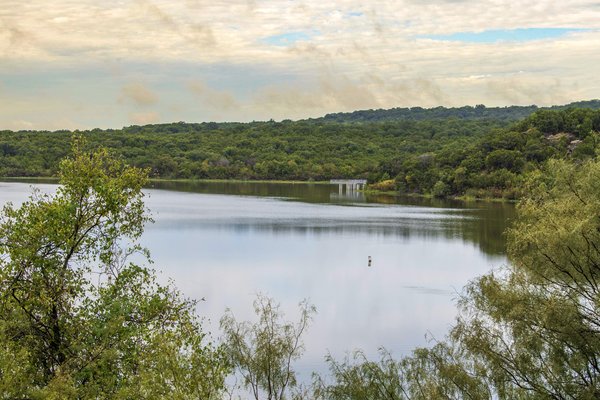 A lake surronded by woods
