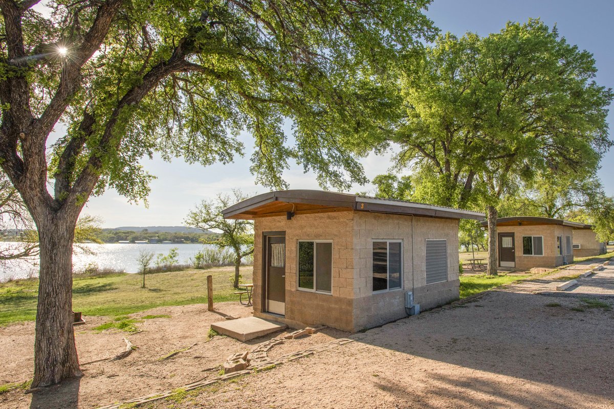 A cabin near the water.