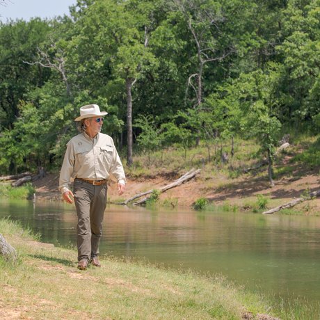 Texas Parks and Wildlife Commissioner Arch "Beaver" Aplin at state park.