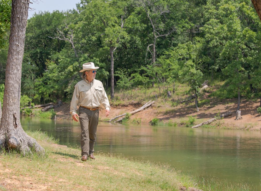 Texas Parks and Wildlife Commissioner Arch "Beaver" Aplin at state park.