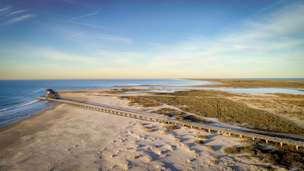 Aerial view of the boardwalk at Matagorda Bay's Nature park