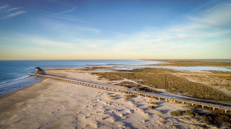 Aerial view of the boardwalk at Matagorda Bay's Nature park