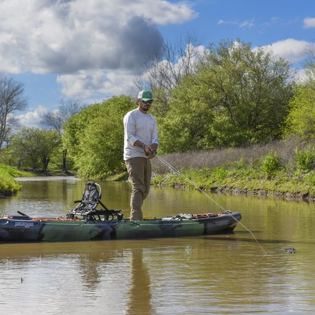 Cory Byrnes fly fishes for gar in the Nails Creek Unit at Lake Somerville State Park