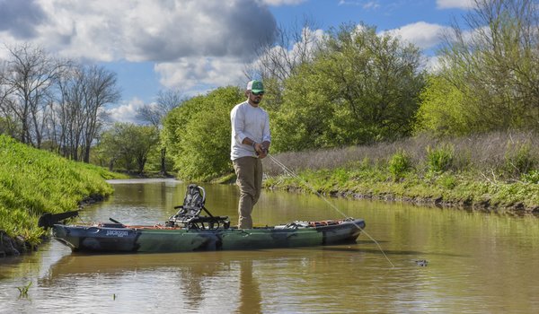 Cory Byrnes fly fishes for gar in the Nails Creek Unit at Lake Somerville State Park
