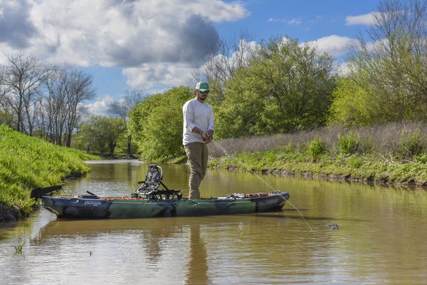 Cory Byrnes fly fishes for gar in the Nails Creek Unit at Lake Somerville State Park