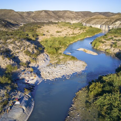 Ariel view of the lower canyons on the Rio Grande River