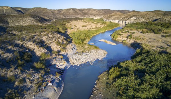 Ariel view of the lower canyons on the Rio Grande River