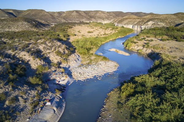 Ariel view of the lower canyons on the Rio Grande River