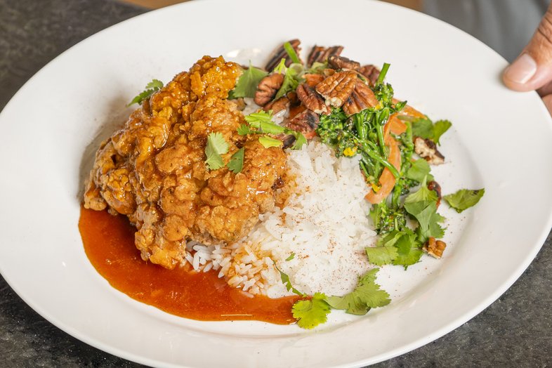 Plate of Hot Honey Blue Quail