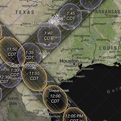 2023 - 2024 Eclipse map over Texas