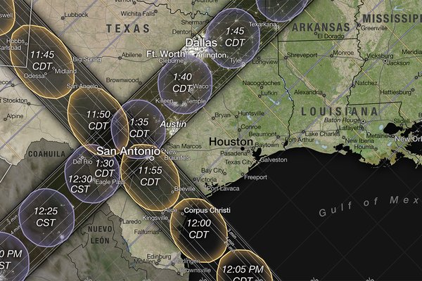 2023 - 2024 Eclipse map over Texas