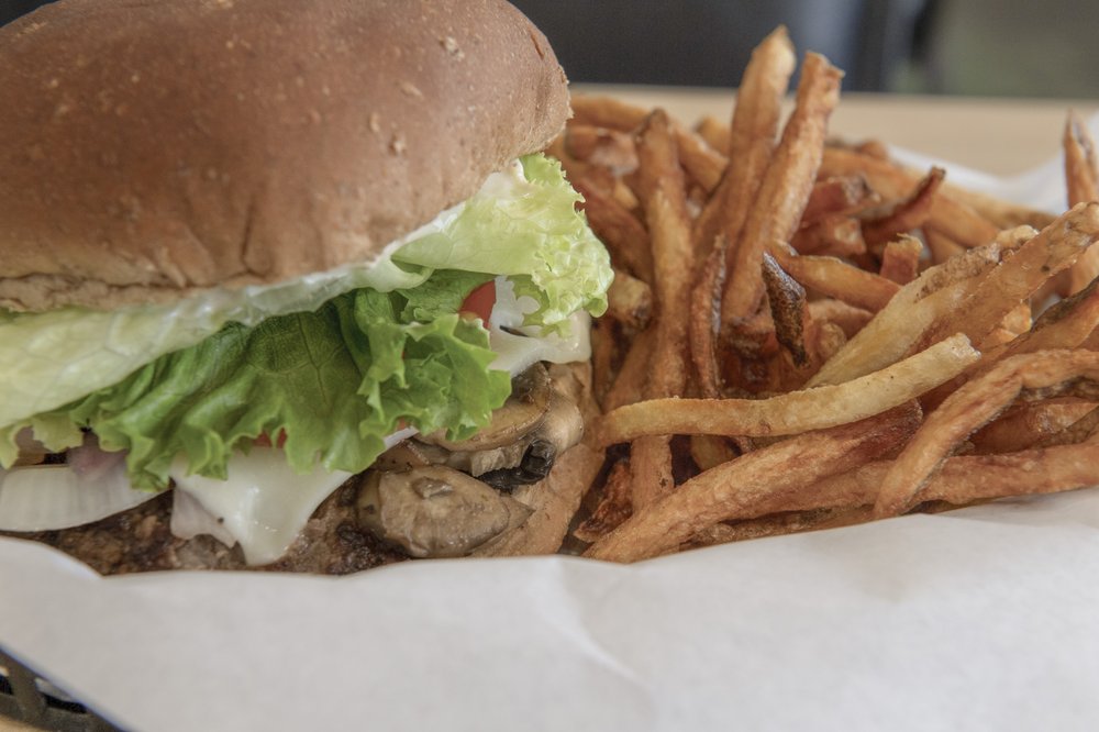 Hamburger and french fries