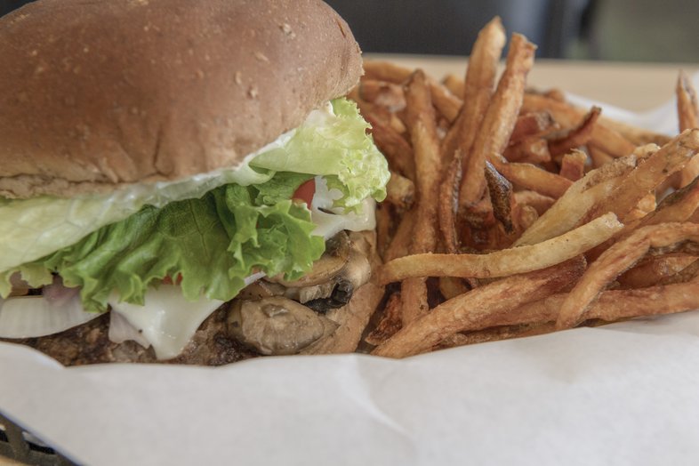 Hamburger and french fries