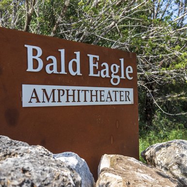 Bald Eagle Amphitheater sign at South Llano River state park