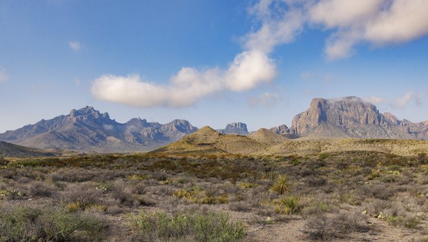 Northern view of the Chisos Mountains and Rosillos peak in Big Bend National Park