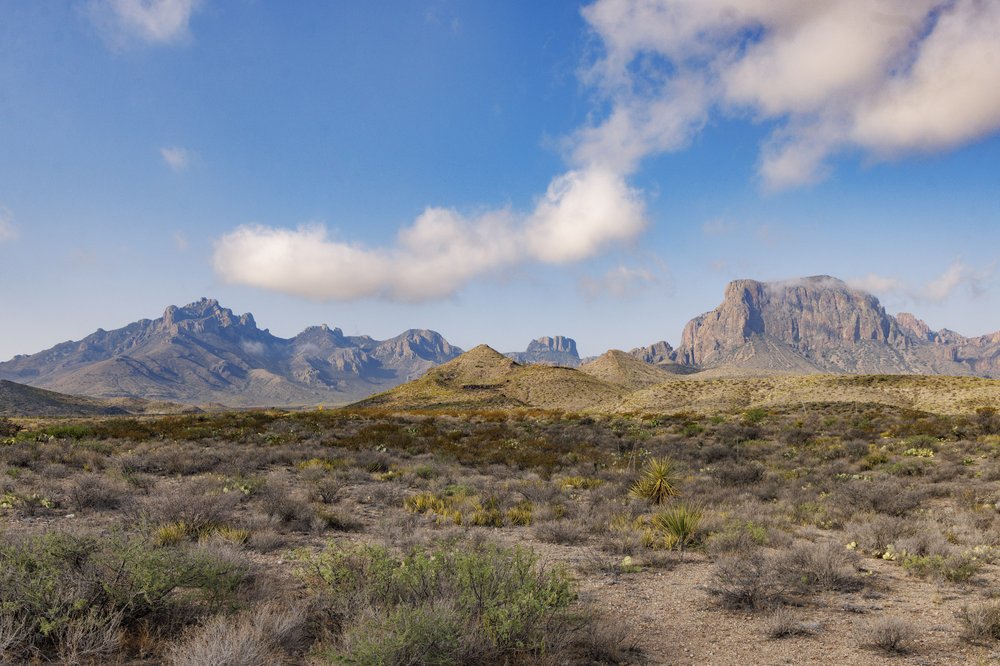 Northern view of the Chisos Mountains and Rosillos peak in Big Bend National Park