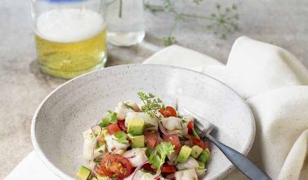 Red Snapper ceviche in a bowl.