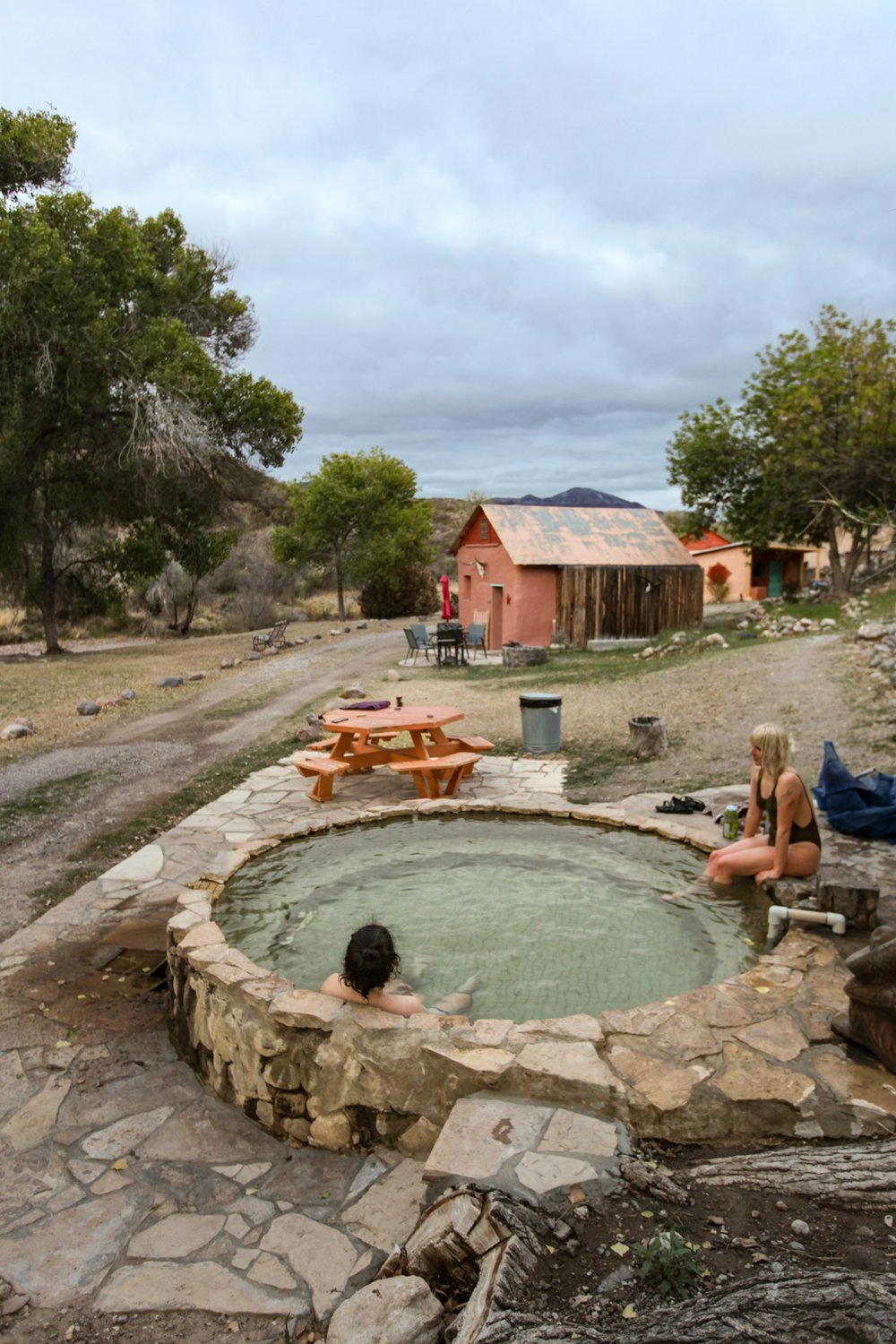 The waters of Chinati Hot Springs fill a large soaking pool