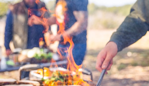 Hunter grilling game for hungry hunters.
