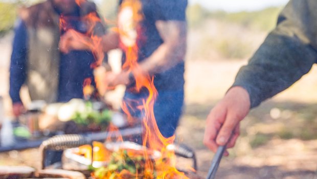 Hunter grilling game for hungry hunters.