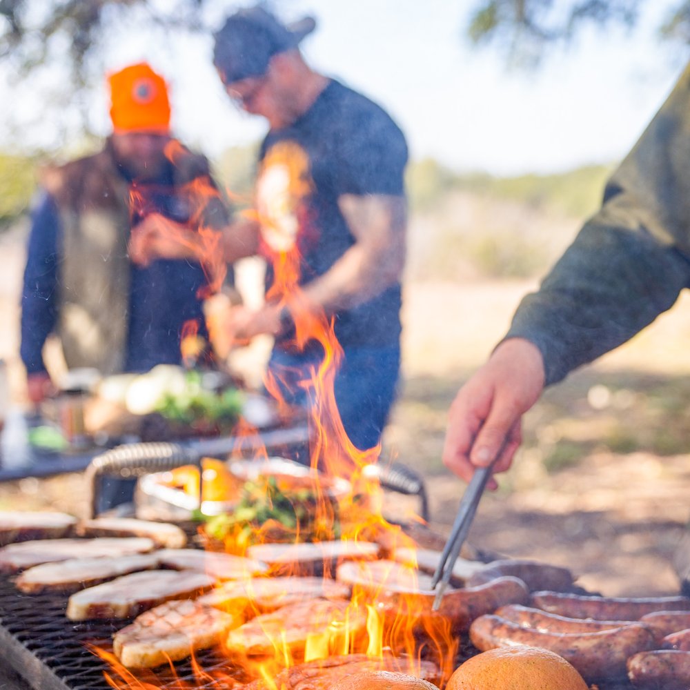 Hunter grilling game for hungry hunters.