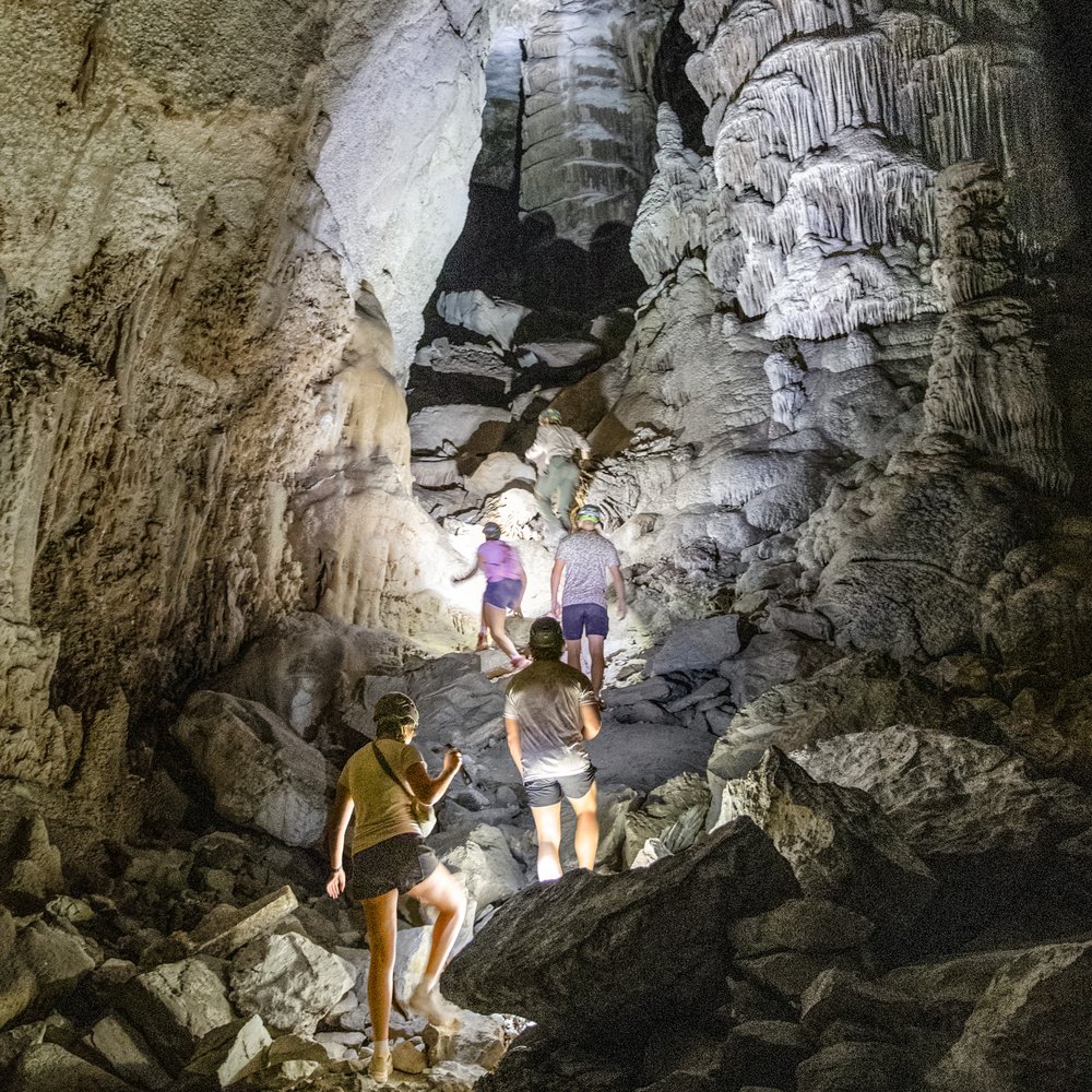 People on a Cavern Tour a Kickapoo Cavern State Park.