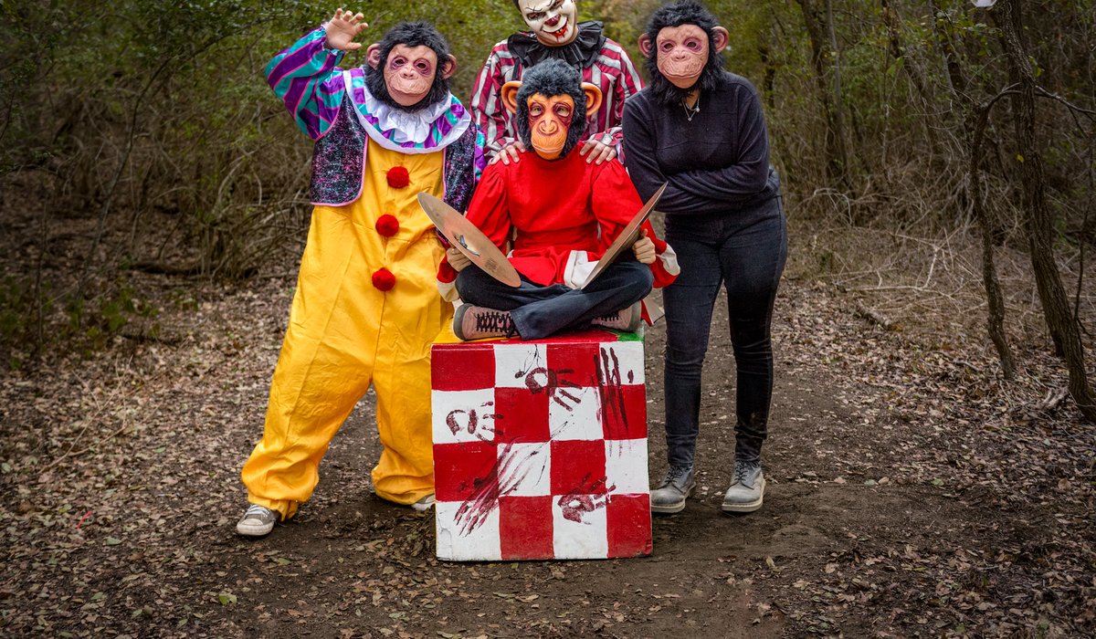Highschool actors in halloween costumes at the Trail of Terror in Lockhart State Park.