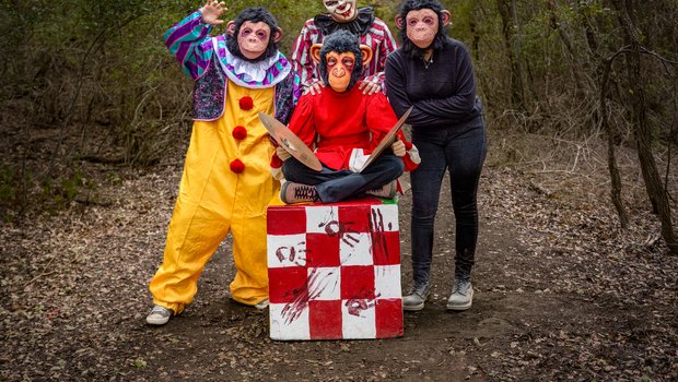 Highschool actors in halloween costumes at the Trail of Terror in Lockhart State Park.