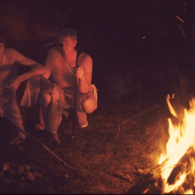 1970s campfire photo of Scooter Cheatham and a friend