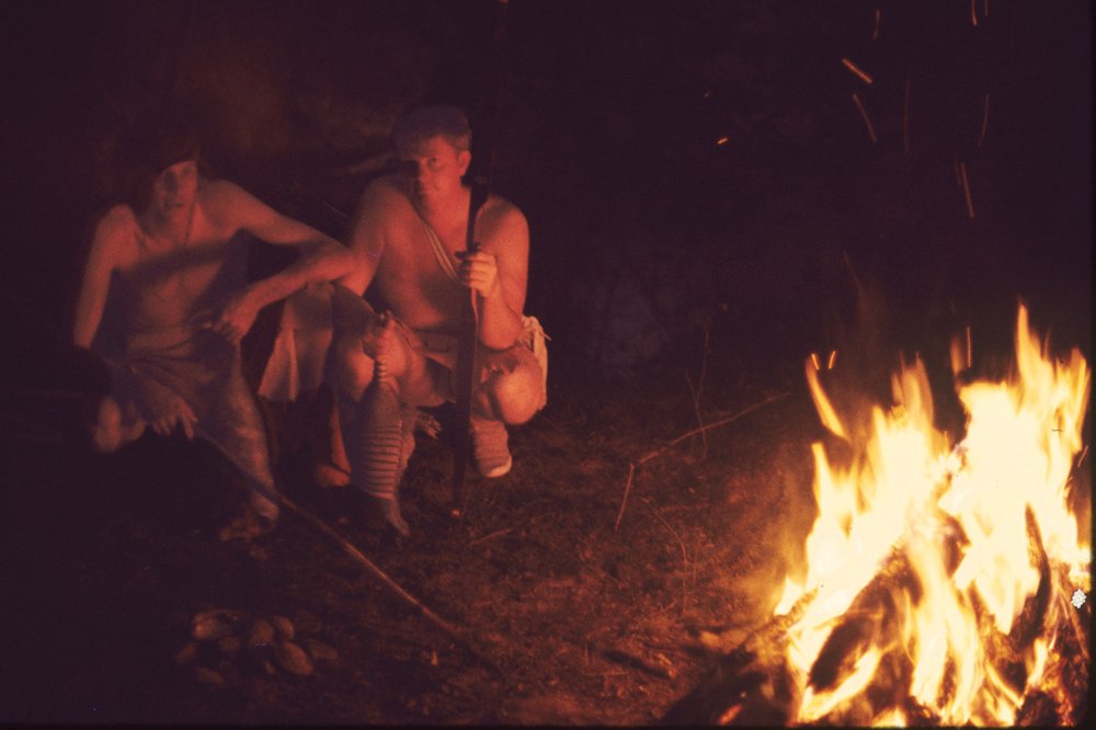 1970s campfire photo of Scooter Cheatham and a friend
