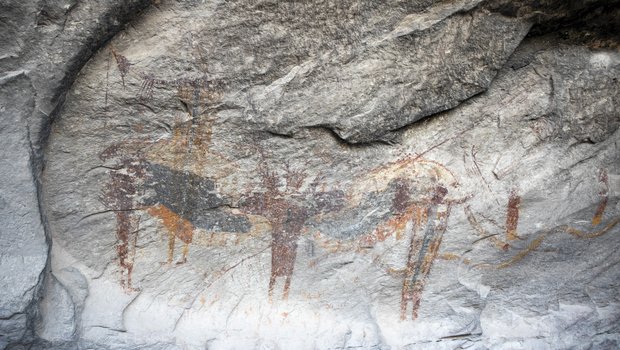 Rock art along the Lower Pecos. The paint is made in part with yucca root.