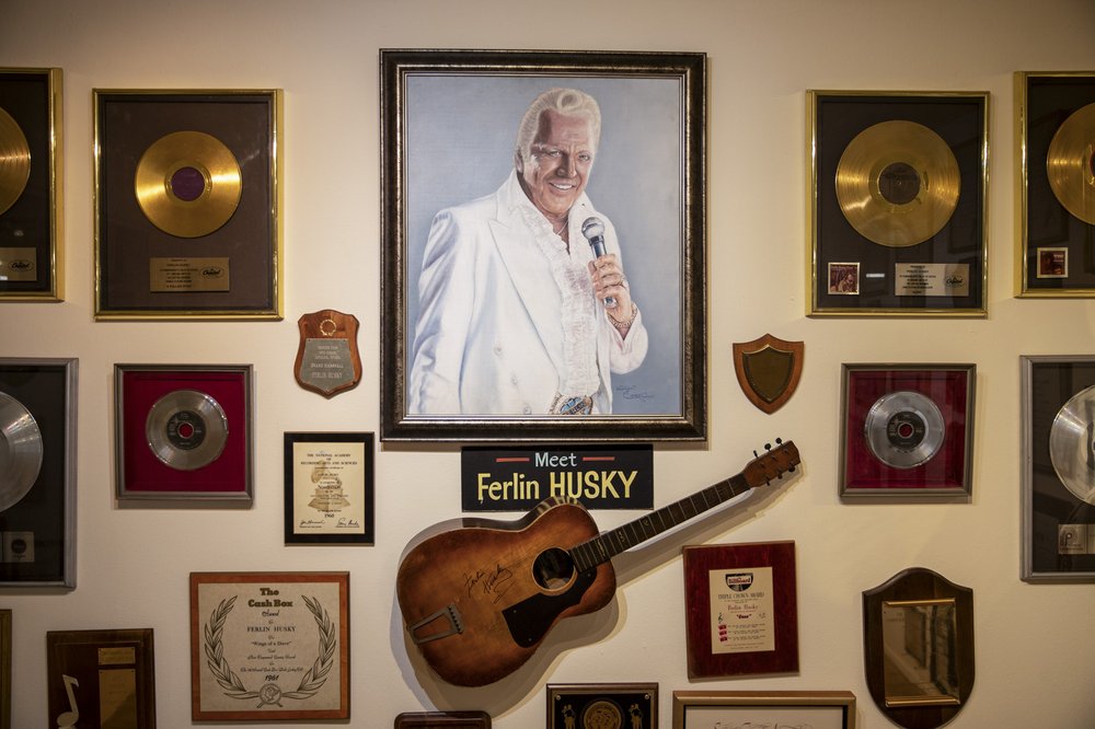 A collection of Gold records and other memorabilia line the walls of the Heart of Texas Country Museum