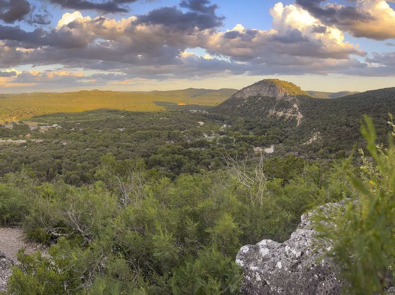 The view from the Bridges Trail Overlook at Garner State Park.