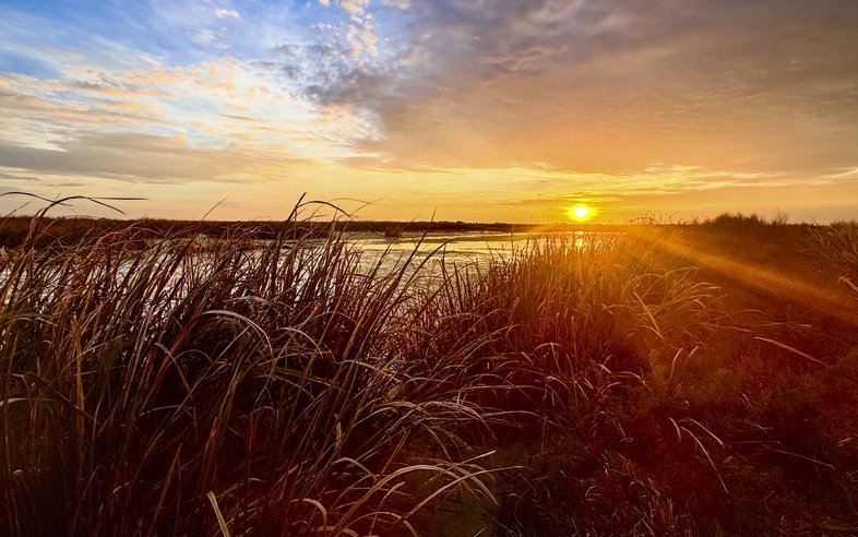 Mad Island Wildlife Management Area's Brandt Lake at sunset.